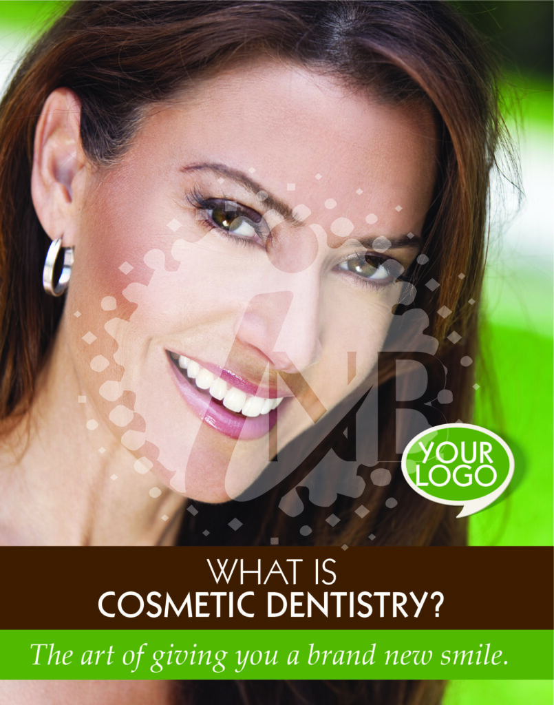 Smiling woman with perfect smile on Dental cosmetic poster 