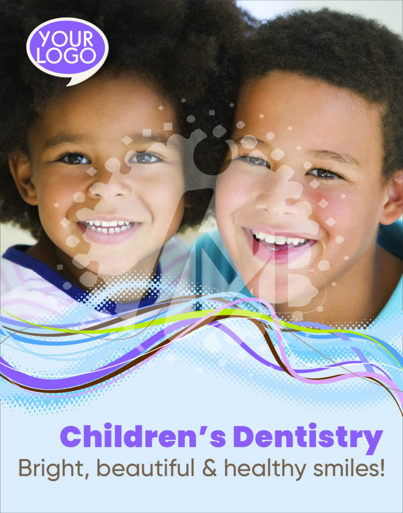 Smiling boy and girl on Children's dental poster 