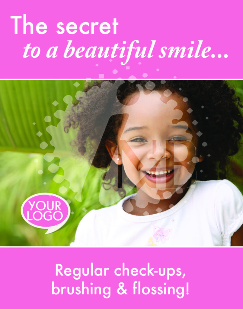 smiling girl on dental checkup poster