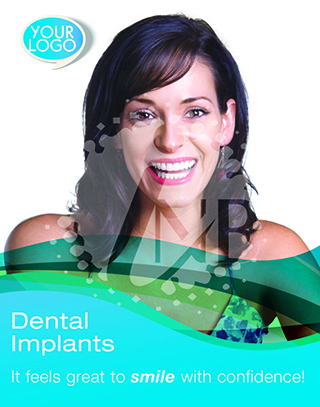 Smiling woman on Dental implant poster  -  I4001